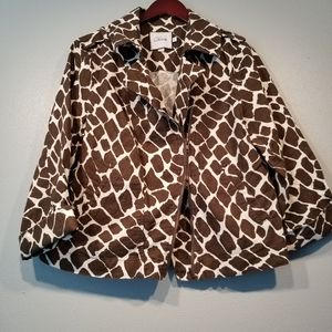 Chaus Brown Print Zippered Jacket